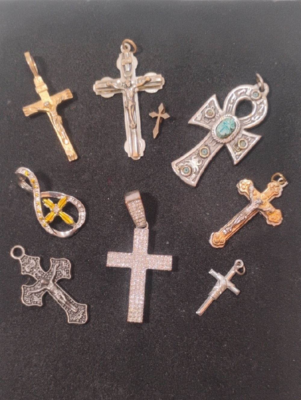 9 Religious Cross Pendants Bundle